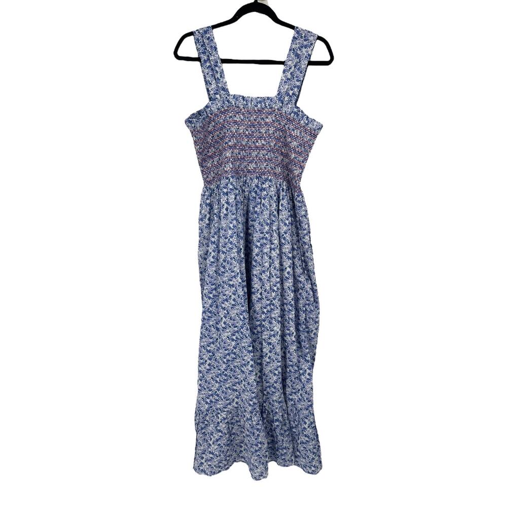 Mille Dress Garden midi sleeveless floral blue size Large L - Picture 6 of 7